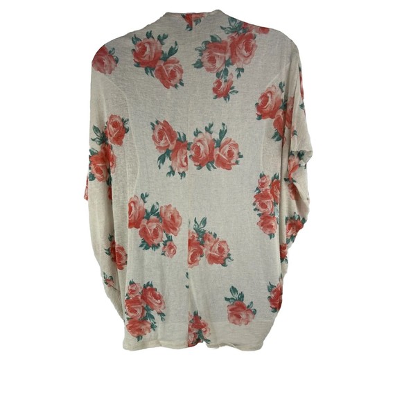 Painted Threads Medium Floral Green Orange Knit Open Cardigan Preppy Cottage - Picture 4 of 10